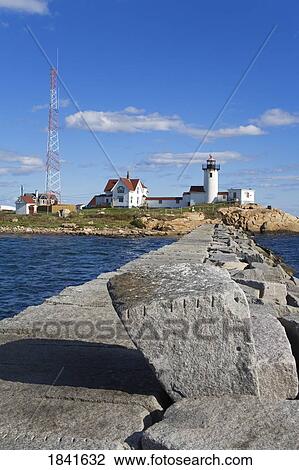 Stock Image - Eastern Point Lighthouse; Gloucester, Cape Ann, Greater Boston Area, Massachusetts, Usa. Fotosearch