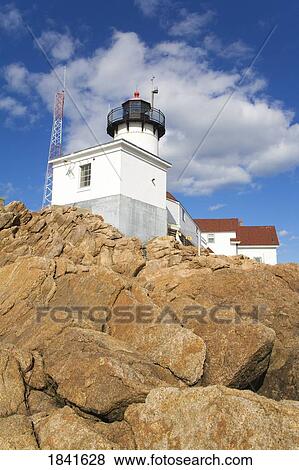 Stock Photo - Eastern Point Lighthouse; Gloucester, Cape Ann, Greater Boston Area, Massachusetts, Usa. Fotosearch