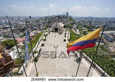 Ecuadorian Flag And Santa Ana Chapel On Cerro Santa Ana, Guayaquil, Guayas, Ecuador View Large Photo Image Stock Image - Ecuadorian Flag And Santa Ana Chapel On Cerro Santa Ana, Guayaquil, Guayas, Ecuador. Fotosearch