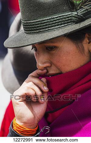 Stock Image - Ecuadorian woman, Guamote, Chimborazo, Ecuador. Fotosearch