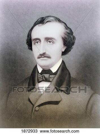 Stock Image - Edgar Allan Poe, 1809 To 1849. American Writer. After A 19Th Century Print. Later Colouration.. Fotosearch
