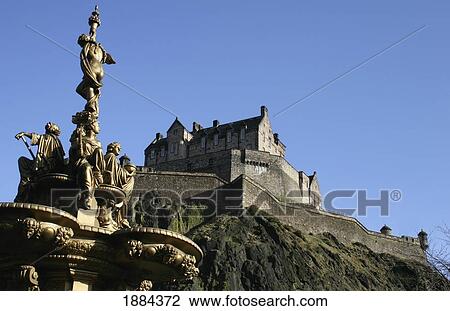 Edinburgh Castle And The Ross Fountain As Seen From Princes Street Gardens View Large Photo Image Stock Image - Edinburgh Castle And The Ross Fountain As Seen From Princes Street Gardens. Fotosearch