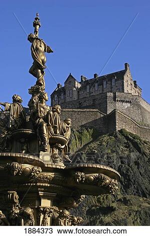 Edinburgh Castle And The Ross Fountain As Seen From Princes Street Gardens View Large Photo Image Stock Image - Edinburgh Castle And The Ross Fountain As Seen From Princes Street Gardens. Fotosearch
