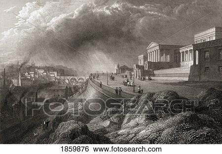 Stock Photograph - Edinburgh, The New Royal High School. From The Original Painting By Lt. Col. Batty F. R. S. From The Book ÃƒÂ¢Ã¢â€šÂ¬Ã…â€œSelect Views Of Some Of The Principal Cities Of EuropeÃƒÂ¢Ã¢â€šÂ¬Ã‚Â Published London 1832. Engraved By E Goodall.. Fotosearch