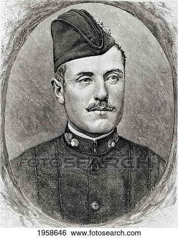 Stock Photograph - Edmund Musgrave Barttelot, 1859 To 1888. British Army Officer And Member Of The Rear Column Of Sir Henry Morton Stanley's Emin Pasha Relief Expedition In Africa, 1886 To 1889. From In Darkest Africa By Henry M. Stanley Published 1890.. Fotosearch