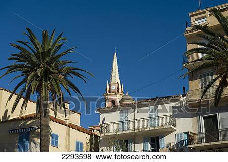 Stock Photo - Eglise Ste Marie Majeure church. Seafront along the quai Landry at Calvi. The Balagne district. Corsica. France. Fotosearch