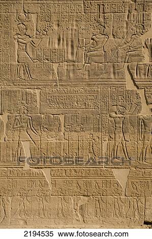 Stock Photography - Egypt, Aswan, Reliefs on walls; Temple of Isis; Philae Island. Fotosearch