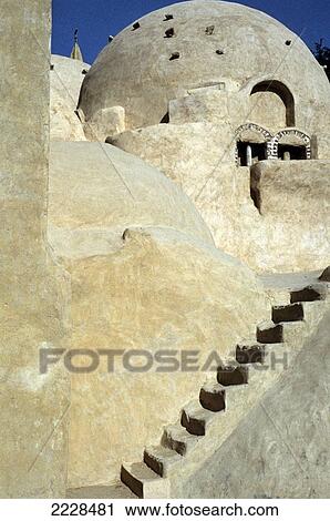 Stock Image - Egypt, Coptic Architecture Of Bishoi Monastery; Wadi Al Natrun. Fotosearch