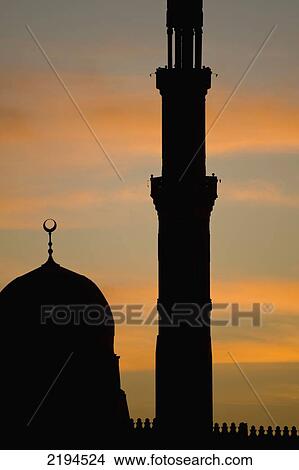 Egypt, Silhouette of mosque at dawn; Aswan View Large Photo Image Picture - Egypt, Silhouette of mosque at dawn; Aswan. Fotosearch