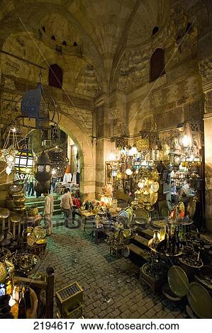 Egypt, Stalls in covered gateway in Khan El Khalili; Cairo View Large Photo Image Stock Photo - Egypt, Stalls in covered gateway in Khan El Khalili; Cairo. Fotosearch