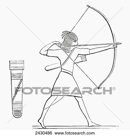 Stock Photograph - Egyptian archer and quiver. From The Imperial Bible Dictionary, published 1889.. Fotosearch