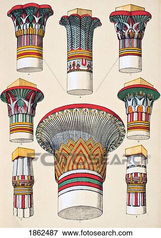 Stock Photo - Egyptian No 3 Plate Vi From The Grammar Of Ornament By Owen Jones Published By Day & Son London 1865. Fotosearch