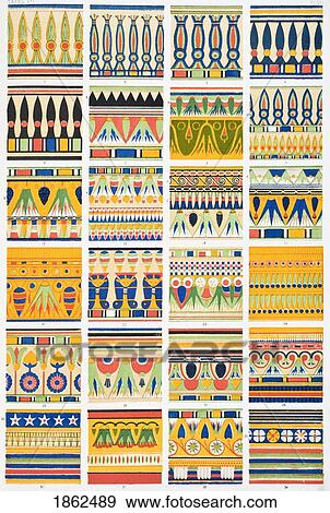 Stock Photo - Egyptian No 4 Plate Vii From The Grammar Of Ornament By Owen Jones Published By Day & Son London 1865. Fotosearch