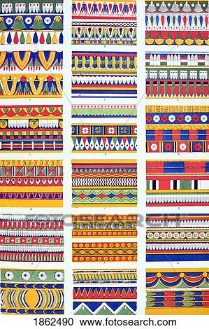 Stock Image - Egyptian No 5 Plate Viii From The Grammar Of Ornament By Owen Jones Published By Day & Son London 1865. Fotosearch