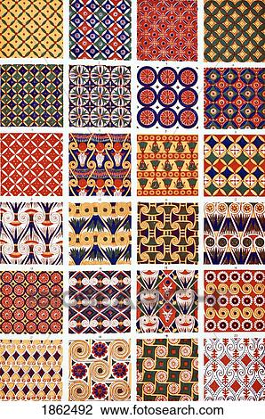 Stock Image - Egyptian No 7 Plate X From The Grammar Of Ornament By Owen Jones Published By Day & Son London 1865. Fotosearch