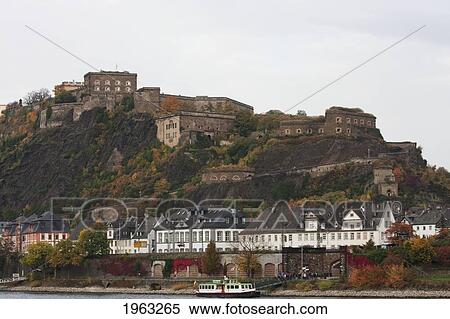 Ehrenbreitstein Castle Above The Rhine River, Rhineland-Palatinate, Germany View Large Photo Image Stock Photography - Ehrenbreitstein Castle Above The Rhine River, Rhineland-Palatinate, Germany. Fotosearch