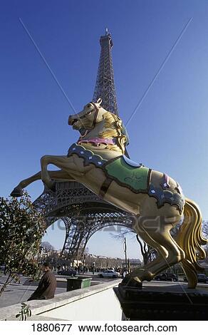 Eiffel Tower And Horse Statue View Large Photo Image Stock Photo - Eiffel Tower And Horse Statue. Fotosearch