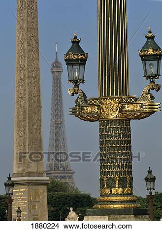 Picture - Eiffel Tower And Street Lights. Fotosearch