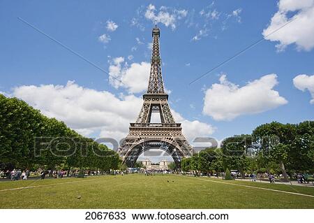 Eiffel Tower As Seen From The Champ De Mars, Paris, France View Large Photo Image Stock Image - Eiffel Tower As Seen From The Champ De Mars, Paris, France. Fotosearch