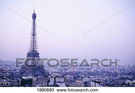 Eiffel Tower At Dusk With Paris Skyline View Large Photo Image Stock Image - Eiffel Tower At Dusk With Paris Skyline. Fotosearch