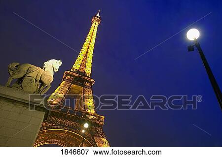 Eiffel Tower At Night; Paris, France View Large Photo Image Stock Photo - Eiffel Tower At Night; Paris, France. Fotosearch