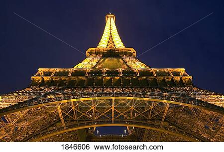 Eiffel Tower At Night; Paris, France View Large Photo Image Stock Photograph - Eiffel Tower At Night; Paris, France. Fotosearch