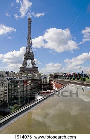 Eiffel Tower From Quai Branly Museum View Large Photo Image Stock Photography - Eiffel Tower From Quai Branly Museum. Fotosearch
