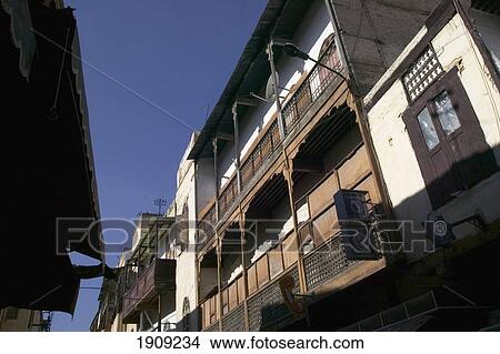 El-Jdid Apartments With Wooden Balconies, Fes, Morocco View Large Photo Image Picture - El-Jdid Apartments With Wooden Balconies, Fes, Morocco. Fotosearch