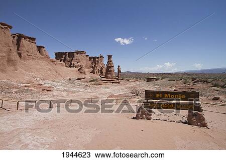 Stock Image - El Monje (The Monk) Rock Formation, Talampaya National Park, La Rioja, Argentina. Fotosearch