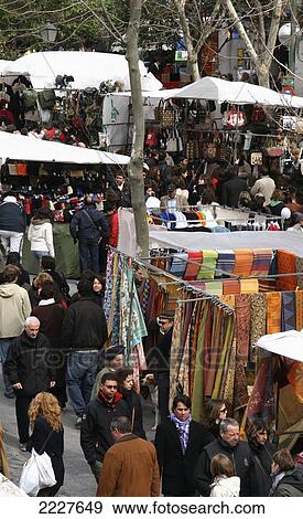 Stock Photo - El Rastro Flea Market, Madrid, Spain, Europe, Eu. Fotosearch