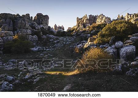 Stock Photo - El Torcal De Antequera Natural Park; Malaga, Andalusia, Spain. Fotosearch