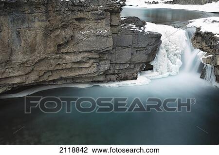 Stock Image - Elbow Falls (West Of Bragg Creek) In Kananaskis Country; Alberta Canada. Fotosearch