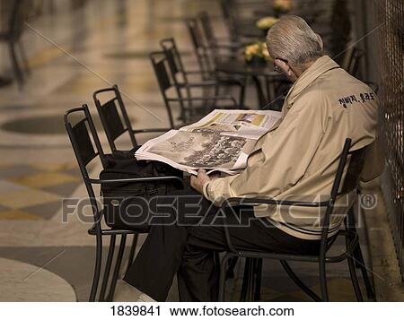 Elderly Man Reading Newspaper; Naples, Italy View Large Photo Image Stock Image - Elderly Man Reading Newspaper; Naples, Italy. Fotosearch