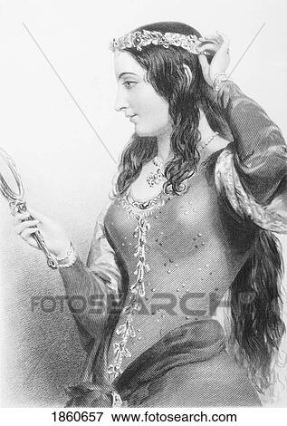 Stock Photo - Eleanor Of Provence, C. 1223-1291. Queen Of Henry Iii Of England. Engraved By B. Eyles After J. W. Wright. From The Book The Queens Of England, Volume I By Sydney Wilmot. Published London Circa. 1890. Fotosearch