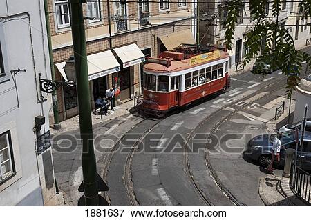 Stock Photo - Electric Tram; Lisbon, Portugal. Fotosearch