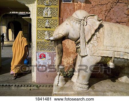 Stock Image - Elephant Statue; Jaipur, India. Fotosearch