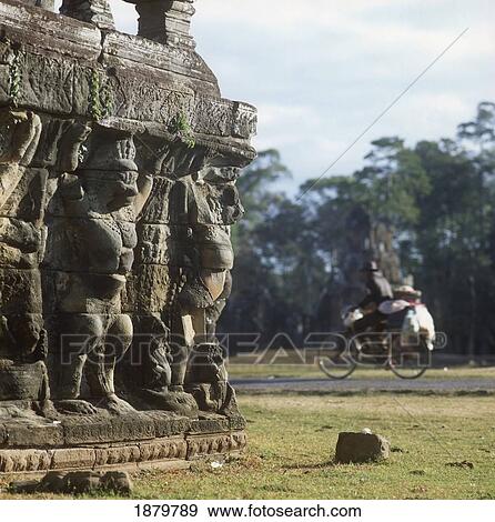 Elephant Terrace With Background Cyclist View Large Photo Image Stock Photo - Elephant Terrace With Background Cyclist. Fotosearch