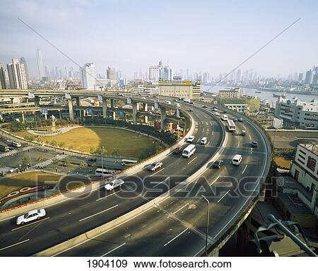Elevated Roads, Shanghai, China View Large Photo Image Stock Photo - Elevated Roads, Shanghai, China. Fotosearch