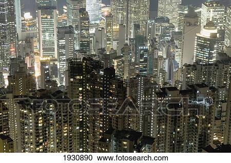 Elevated View Of Apartment Blocks At Night View Large Photo Image Stock Image - Elevated View Of Apartment Blocks At Night. Fotosearch
