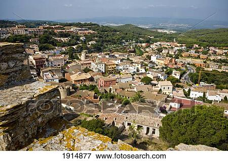 Stock Photo - Elevated View Of Begur From Castle. Fotosearch