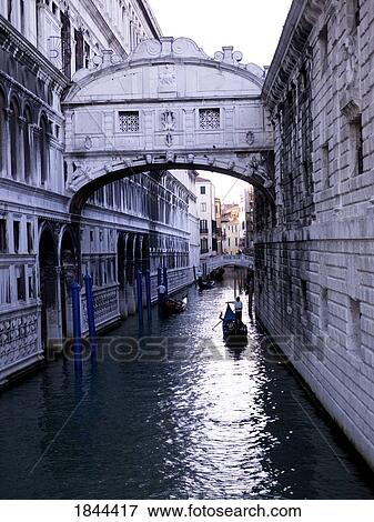 Elevated View Of Gondolas Passing Under Bridge Of Sighs; The Bridge Of Sighs, Venice, Italy View Large Photo Image Stock Photo - Elevated View Of Gondolas Passing Under Bridge Of Sighs; The Bridge Of Sighs, Venice, Italy. Fotosearch