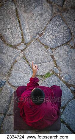 Elevated View Of Monk; Tibet View Large Photo Image Picture - Elevated View Of Monk; Tibet. Fotosearch