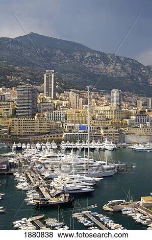 Stock Photo - Elevated View Of Port Hercule From Monaco-Ville. Fotosearch