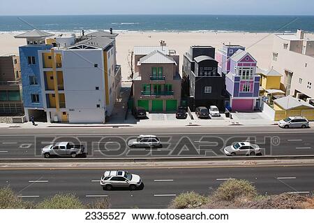 Stock Photo - Elevated View Of Road And Seascape In Background; California, Usa. Fotosearch