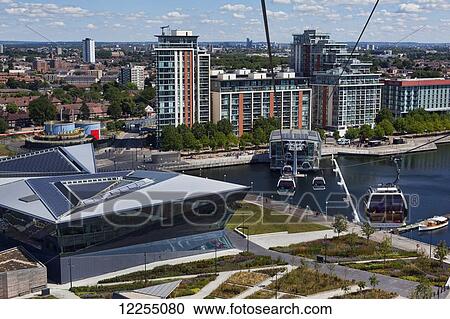 Elevated view of Royal Victoria Dock from cable car; London, England View Large Photo Image Stock Image - Elevated view of Royal Victoria Dock from cable car; London, England. Fotosearch