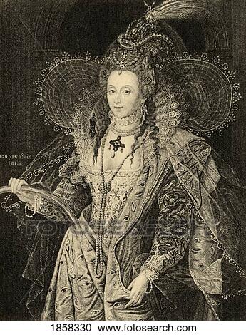 Stock Image - Elizabeth I, 1533-1603. Queen Of England 1558-1603. Photo-Etching From Painting By Zucchero. From The Book ÃƒÂ¢Ã¢â€šÂ¬Ã…â€œ Lady JacksonÃƒÂ¢Ã¢â€šÂ¬Ã¢â€žÂ¢S Works X. The First Of The Bourbons IiÃƒÂ¢Ã¢â€šÂ¬Ã‚Â Published London 1899.. Fotosearch