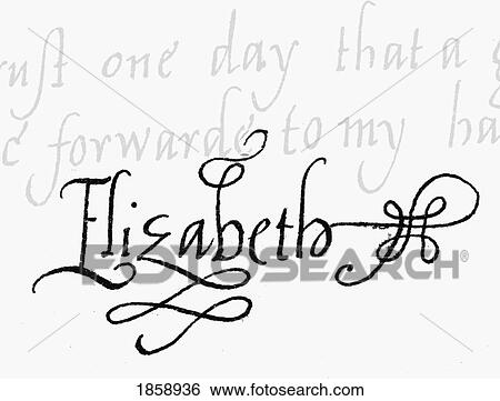 Stock Photograph - Elizabeth I, 1533-1603. Queen Of England 1558-1603. Signature.. Fotosearch