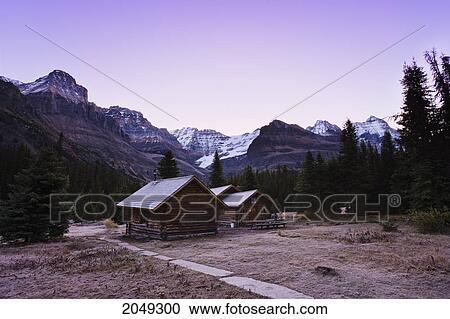Stock Image - Elizabeth Parker Hut And Mountains, Yoho National Park, British Columbia. Fotosearch