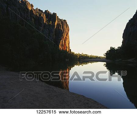 Stock Photography - Ellery creek swimming hole at sunset; Northern Territory, Australia. Fotosearch