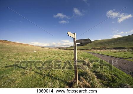 Elsdonburn, Northumberland, England; A Road Sign Along The Road View Large Photo Image Picture - Elsdonburn, Northumberland, England; A Road Sign Along The Road. Fotosearch